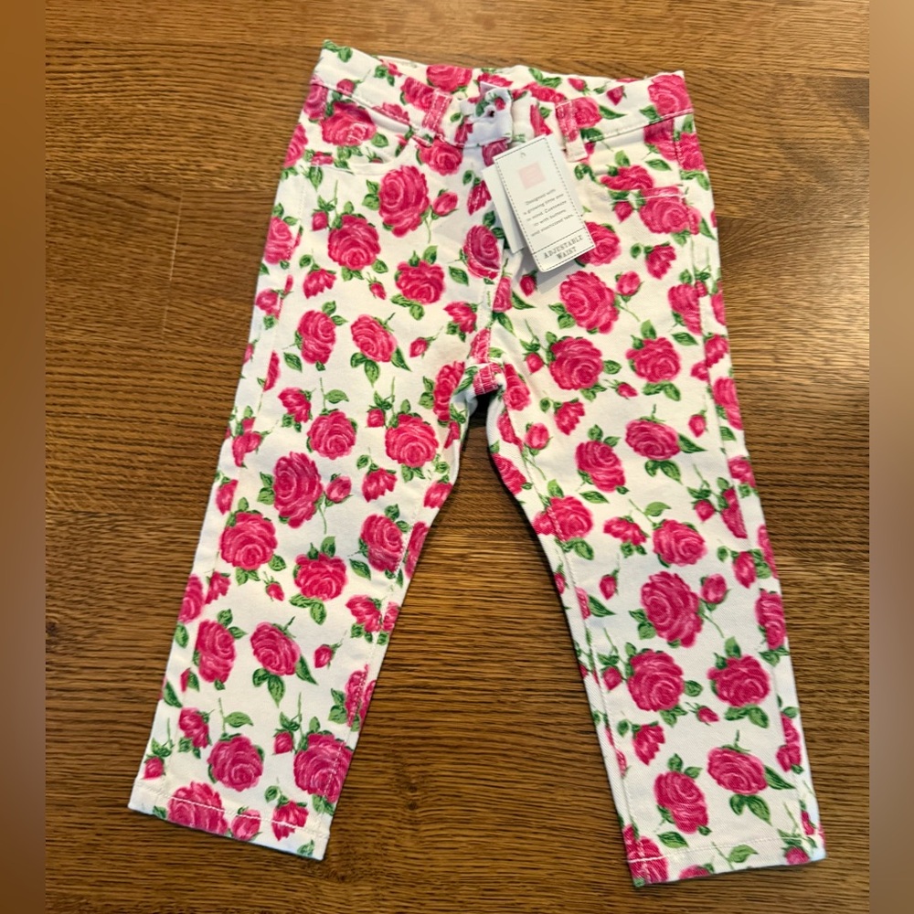 Janie and Jack Pink Floral Jeans
